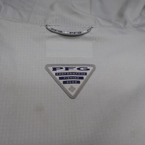 Columbia PFG Jacket Mens XL White Tamiami Hurricane Rain Full Zip Light Outdoor - Picture 13 of 16